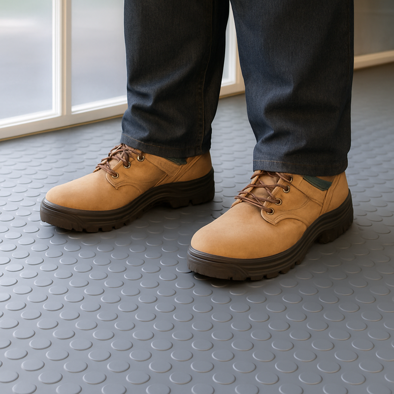 Non-Slip Rubber Flooring Roll Cut Lengths – Heavy-Duty Studded Penny Pattern Mat for Garages, Gyms & Workshops – Waterproof & Easy to Clean