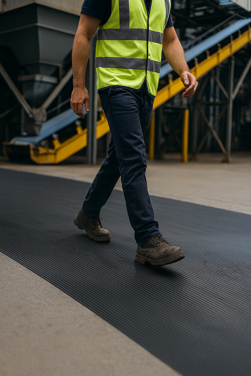 Fine Ribbed Rubber Matting – Non-Slip Flooring Roll by Linear Metre | Durable Safety Mat for Workshops, Gyms & Industrial Areas