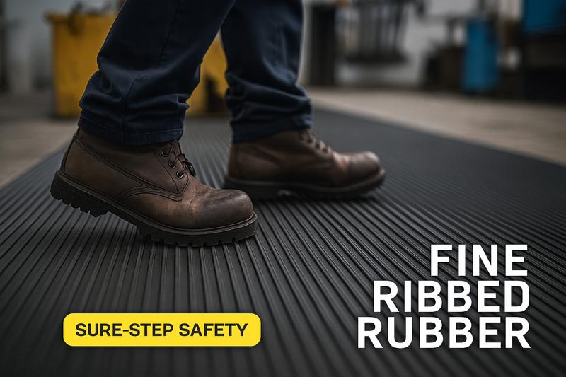 Fine Ribbed Rubber Matting – Non-Slip Flooring Roll by Linear Metre | Durable Safety Mat for Workshops, Gyms & Industrial Areas