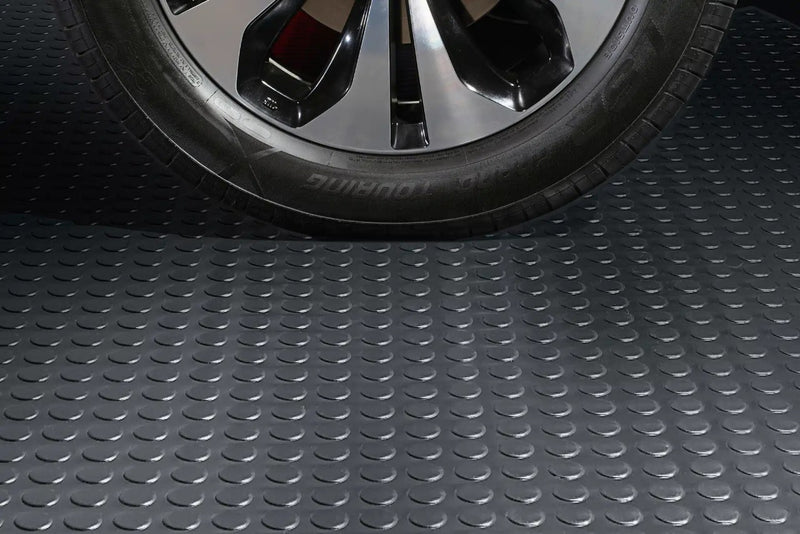 Oil-Resistant Rubber Flooring Linear Metre – Heavy-Duty Studded Non-Slip Mat for Garages, Workshops & Industrial Use – Waterproof & Easy to Clean