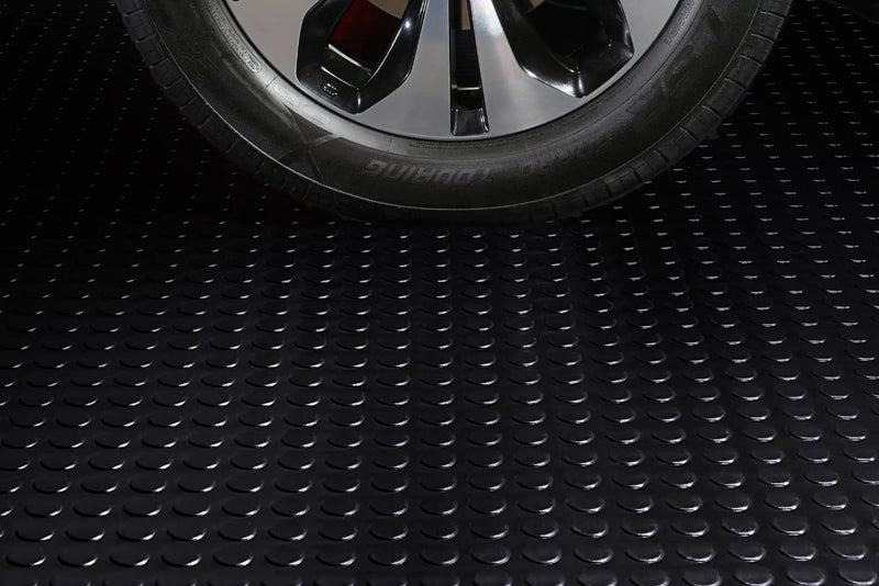 Oil-Resistant Rubber Flooring Linear Metre – Heavy-Duty Studded Non-Slip Mat for Garages, Workshops & Industrial Use – Waterproof & Easy to Clean