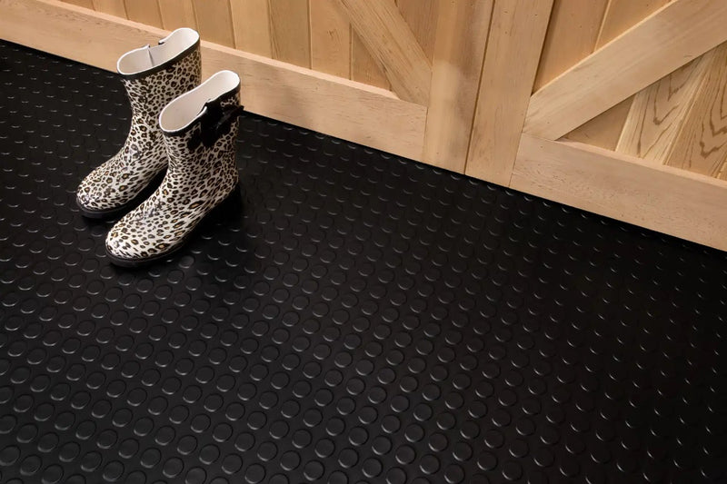 Oil-Resistant Rubber Flooring Linear Metre – Heavy-Duty Studded Non-Slip Mat for Garages, Workshops & Industrial Use – Waterproof & Easy to Clean