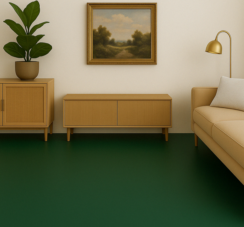 2m Wide Verdantia Vinyl Flooring - Green, Waterproof, Durable - Linear Metre