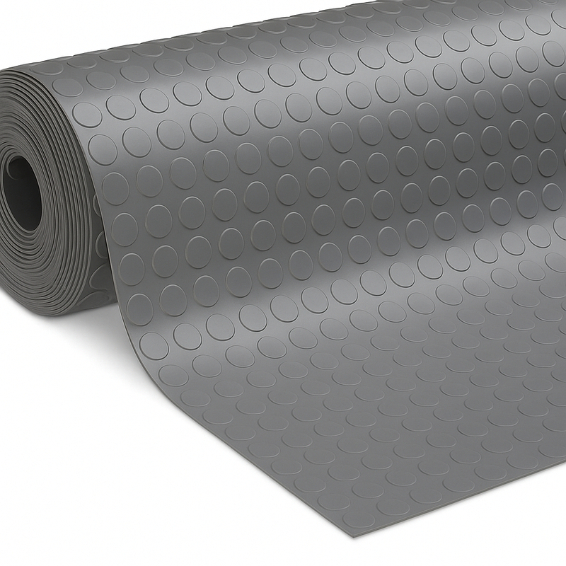 Oil-Resistant Rubber Flooring Linear Metre – Heavy-Duty Studded Non-Slip Mat for Garages, Workshops & Industrial Use – Waterproof & Easy to Clean