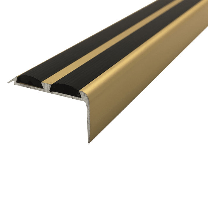 Anodised Aluminium Non Slip Rubber Stair Nosing Edge Trim With Inserts