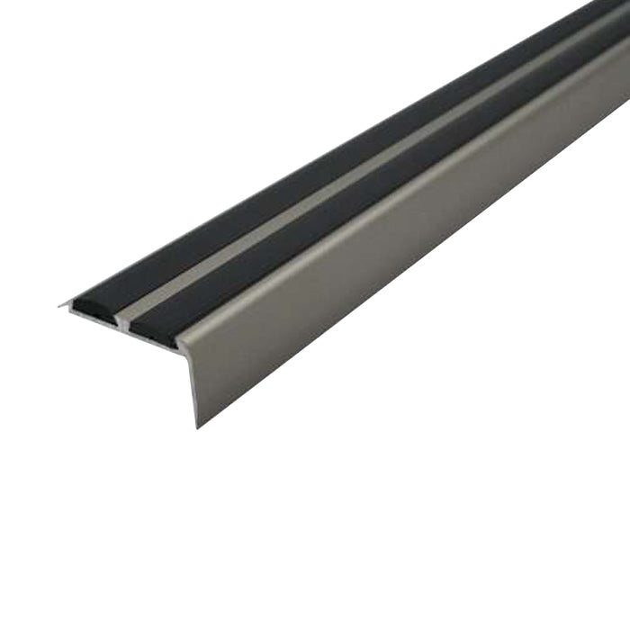 Anodised Aluminium Non Slip Rubber Stair Nosing Edge Trim With Inserts