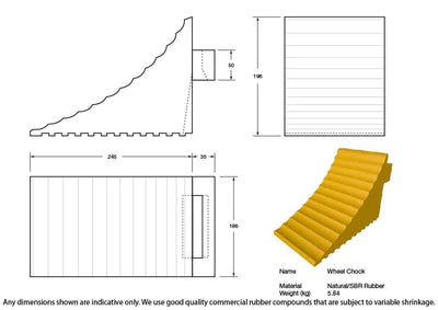 Yellow Wheel Chock - 280 x 196 x 186mm