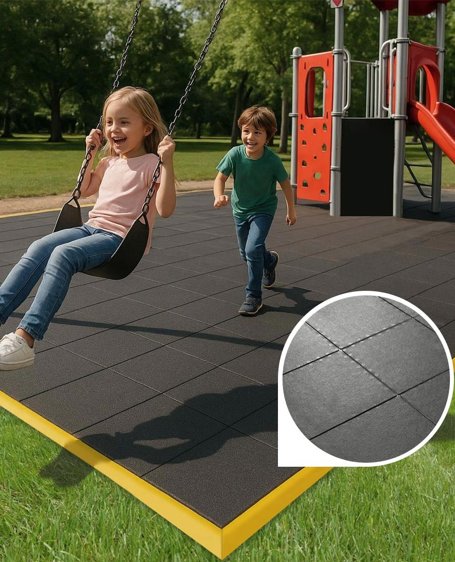 Playground Rubber Rings Heavy-Duty Rubber Playground Mats - Non-Slip Playground Floo