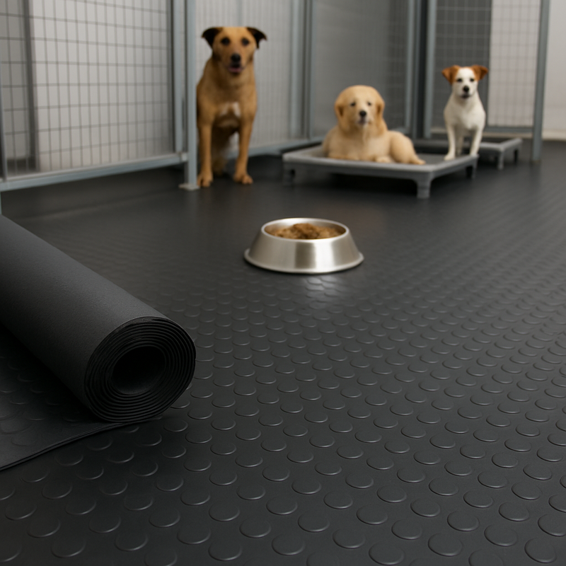 Heavy-Duty Garage Rubber Flooring Roll – Non-Slip Dot Pattern, Durable Rubber Matting for Workshops & Outdoor Use (Per Linear Metre)