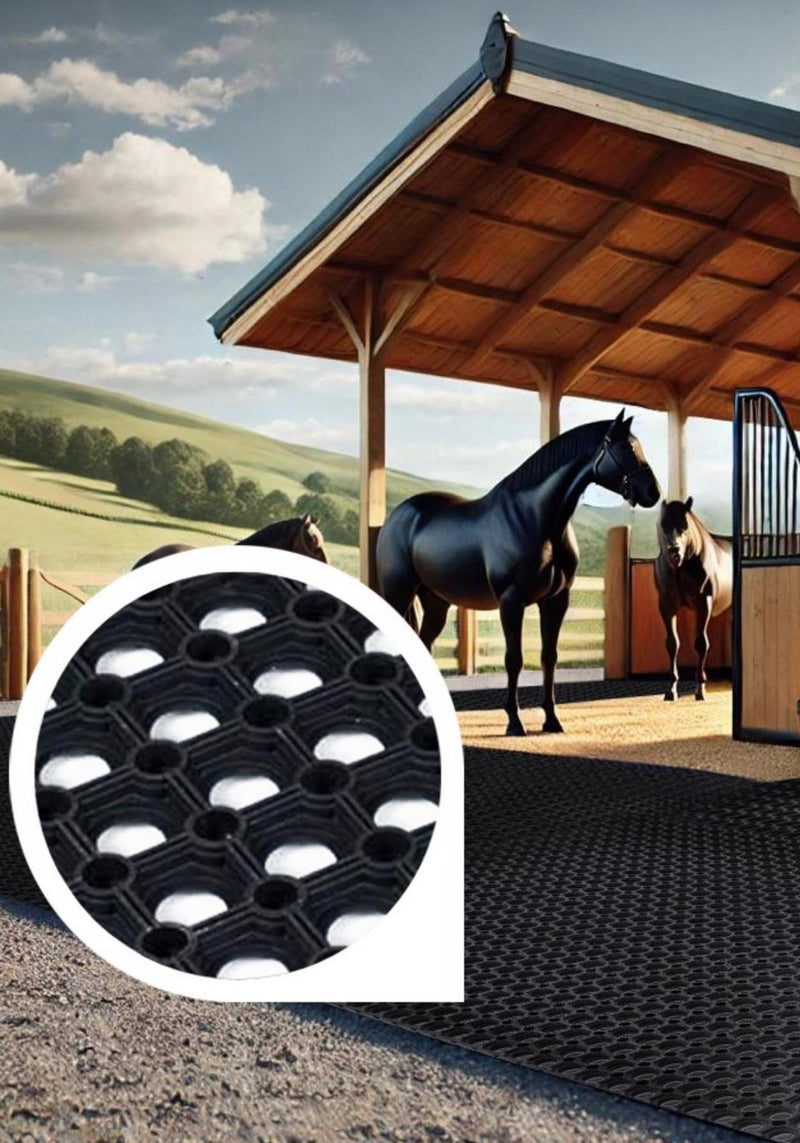 Heavy Duty Gateway Rubber Grass Mats - Non-Slip, Impact-Resistant, Perforated for Drainage - Horse Stable & Outdoor Use, Durable & Hygienic