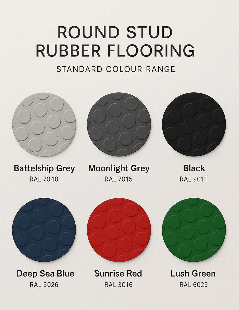 Heavy-Duty Garage Rubber Flooring Roll – Non-Slip Dot Pattern, Durable Rubber Matting for Workshops & Outdoor Use (Per Linear Metre)