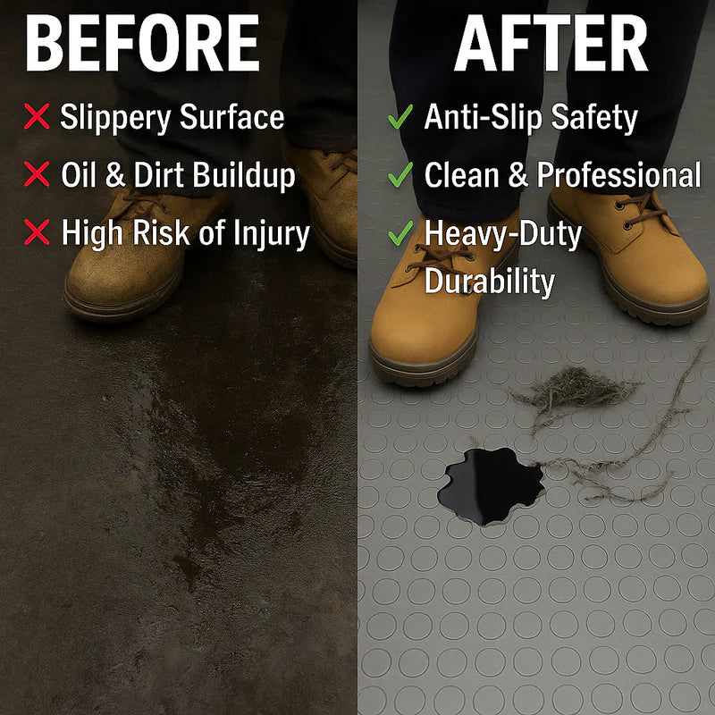 Heavy-Duty Garage Rubber Flooring Roll – Non-Slip Dot Pattern, Durable Rubber Matting for Workshops & Outdoor Use (Per Linear Metre)