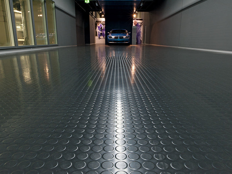 Non-Slip Heavy-Duty Rubber Floor Matting with Dot Stud Penny Pattern