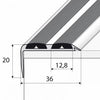 Anodised Aluminium Non Slip Rubber Stair Nosing Edge Trim With Inserts